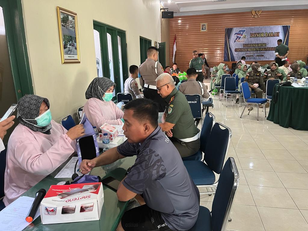 Denpom III/4 Serang laksanakan kegiatan Donor Darah dalam rangka memperingati HUT ke-77 Corps POMAD TA. 2023