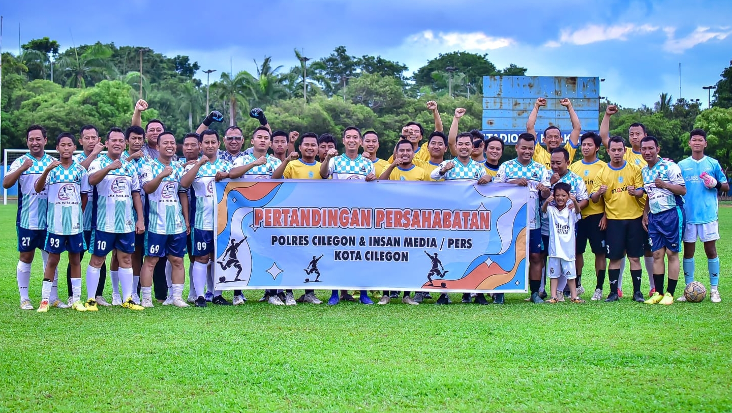 Pererat Sinergitas, Polres Cilegon Gelar Pertandingan Persahabatan Sepakbola Dengan Insan Pers